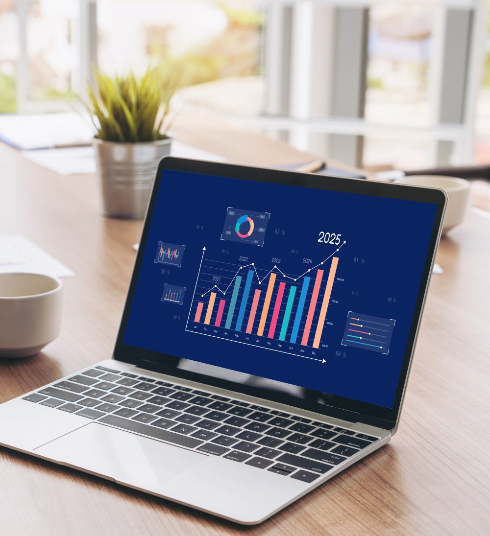 Business data dashboard provide business intelligence analytic for marketing strategy planning brisk with big data set to analyze customer demands and foreseeing business future