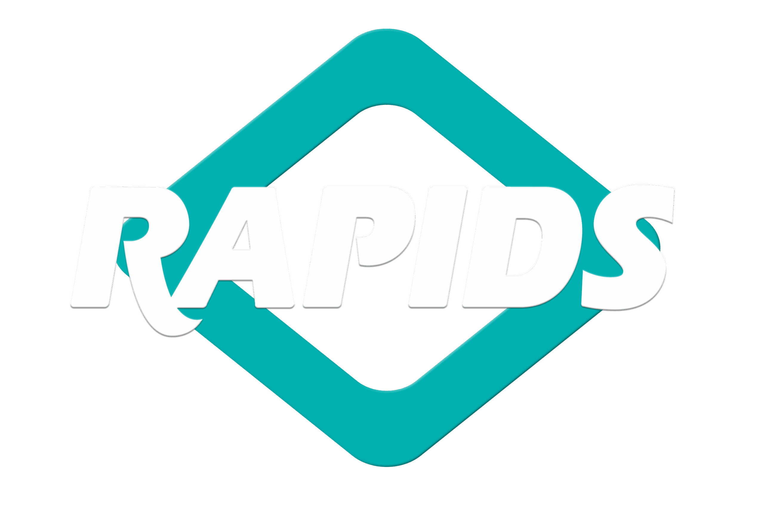 Rapids Logo White Text on Teal Diamond