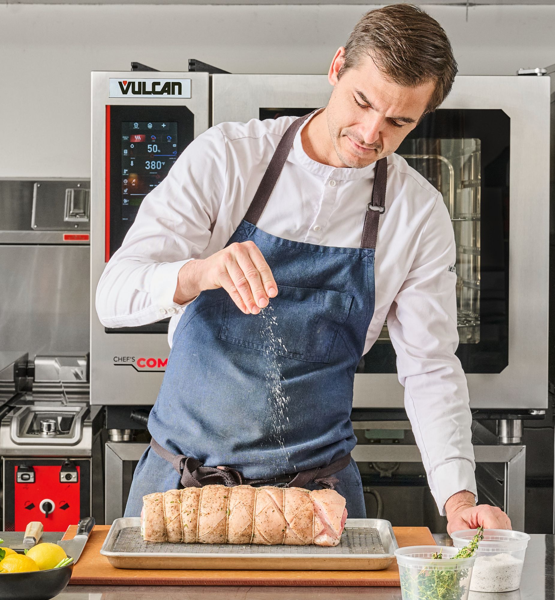 Vulcan Chef's Combi Oven in Commercial Kitchen - Chef cooking 
