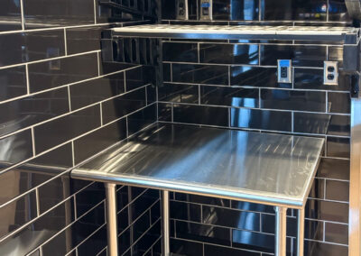 Drive-Up Pickup Area: Work Counter, Wall Shelving System